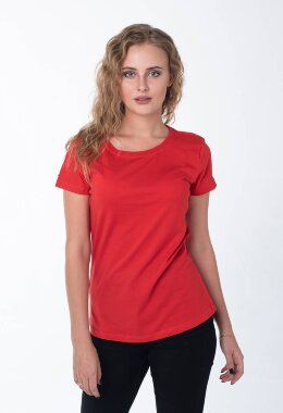 Красная женская футболка с лайкрой Красная женская футболка с лайкрой